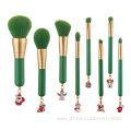 8pcs green oem makeup brush set with Christmas